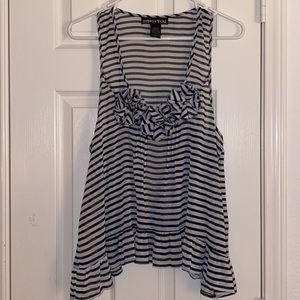 Navy Blue and White Sleeveless Tunic Top